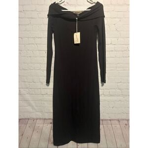 Universal Thread Off-Shoulder Black Midi Dress Women’s Size M